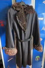 Magnifique manteau long cuir et fourrure " ET DIEU CREA LA FEMME "