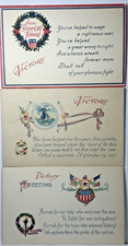Victory WWI Patriotic Postcard Hero's Wreath Battleship Pride of Nation Lot 3