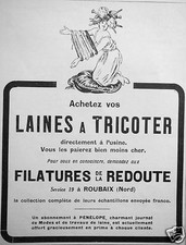 ADVERTISING KNITTING WOOL SPINATURES DE LA REDOUTE SERVICE 19 IN ROUBAIX NORD