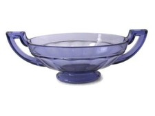 Art Deco Val St Lambert Purple blue Coupe Marcelle  Bowl Dish Centerpiece Basket