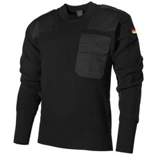 MFH Pull BW Homme Décontractée Militaire Randonnée Chaud Travail Tricoté Noir