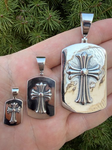 Hearts chrome dog tag plain - tag,