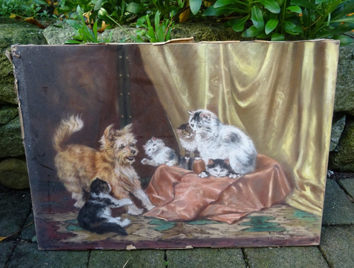 Tableau gouache sur toile - tableau,