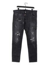 Dsquared2 Men's Jeans W 38 in Black Cotton with Elastane Straight