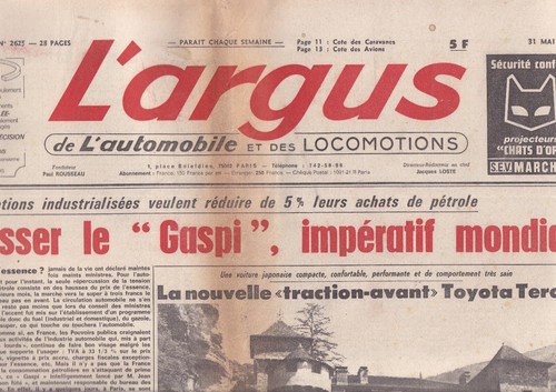 Argus 2625 toyota tercel - l'argus, n°2625