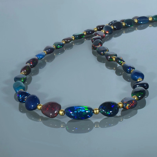 Collier perles opale noire - collier, de