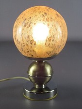 Lampe De Table Boule En Verre Base Chromée Design Vintage Années 1960
