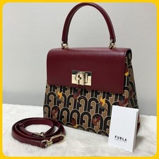 FURLA 1927  Shoulderbag 2Way Wine Red All-over pattern Preowned From Japan