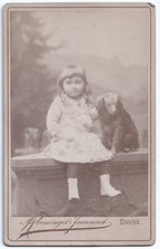 CDV: Young Child with Dog Prop. Roessinger Jeanneret, Davos.