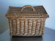 Petite Malle osier Vannerie miniature déco Poupée Jeux Jouet Ancien