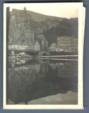 Belgique, Dinant, La Citadelle et l'Eglise  Vintage silver print.  Tirage