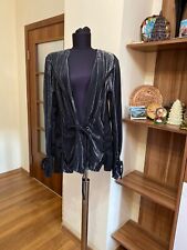 HEBBEDING GRAPHITE PANELED VELVET TIE FRONT BLAZER JACKET-SIZE 1