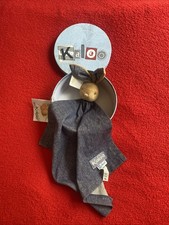 🇫🇷 Doudou Lapin Lapinou Beige Grand Mouchoir Bleu Demin KALOO NEUF