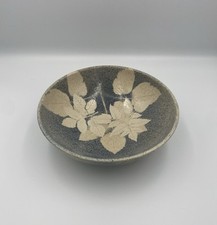 Coupe En Grès Hohwiller Betschdorf Empreinte De Feuilles Vintage Bon état