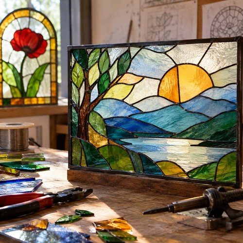 Vitrail verre décoratif - vitrail, en