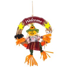 Pendentif épouvantail suspendu pour porte d'halloween, couronne suspendue de