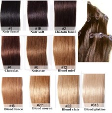2-6 BANDES EXTENSIONS CHEVEUX A CLIPS 100% NATURELS REMY HAIR 49CM AAA 20 à 120G