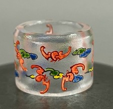 1,3" marqué peinture verre richesse souris-souris motif sculpture anneau humain