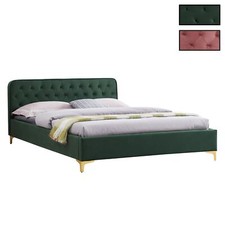 Lit double GLAMOUR pour adulte 140x190 cm 2 places avec sommier en velours
