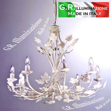 Lustre classique ivoire or 8 lumières  lampe suspension salle à chambre AURA