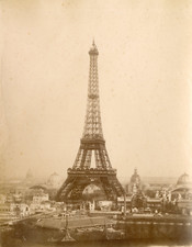 France, Paris, Eiffel Tower, Panoramic City View Vintage Albumen Pri