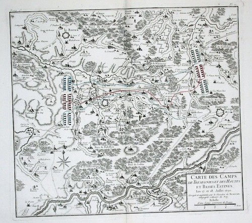 1750 carte gravée - carte, binche