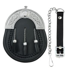 Robe Complète Sporran Cuir avec Chaîne Glands Escarcelle Ceinture Et Bretelles