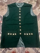 Men’s Green Wool Waistcoat Vest Regency Victorian Gilet Historical Custome
