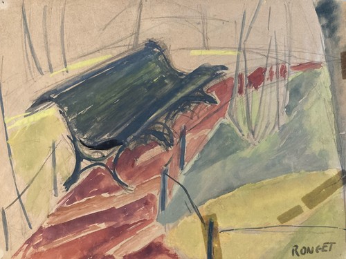 Belle peinture gouache 1930 - gouache,