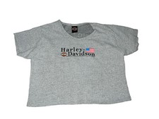 Harley Davidson Women XL Crop Top T Shirt Vtg 90s Moto Biker USA Mesa Az