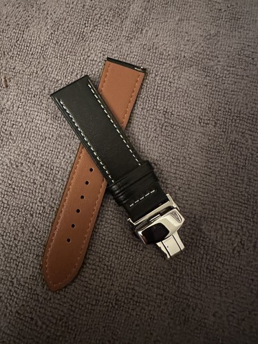 Leather watch strap black - strap,