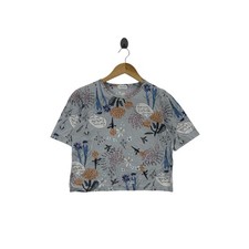 Vintage VINGTIEME PARIS DESIGNER Floral AOP Tee Shirt Cropped Top