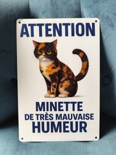 Plaque métal humour chat