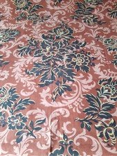 N14 Antique Pair Curtains Panels Fabric Cotton Print Indian 19th Century 2x (80x195
