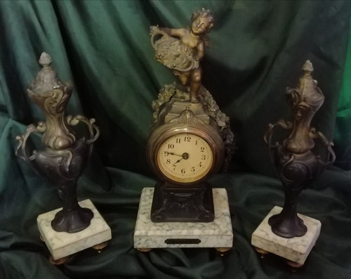 Patinated metal and white - metal,