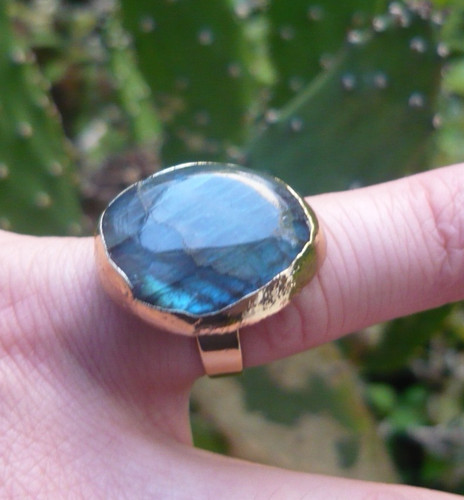 Bague ajustable labradorite - bague, en