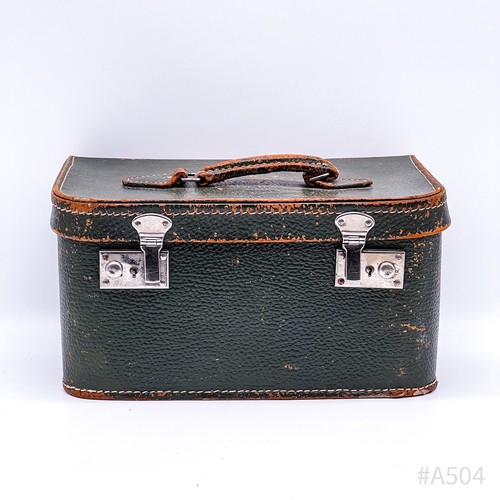 Valise ancienne cuir vert - valise,
