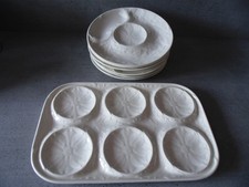 GIEN Service à artichaut 6 assiettes + plat en barbotine créme