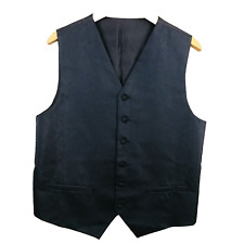 Costume Gilet Veste Homme 50 Bleu Marine Jacquard Col V Mariage Coupe Classique