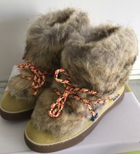 Boots Enfiler Cuir Effet Daim Fourrure Lien Fluo Calypso Les Tropeziennes 38