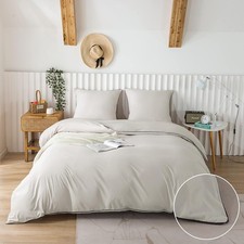 Parure de Lit 4 Pièces Housse de Couette 220x240cm + Drap Housse 160x200cm avec 