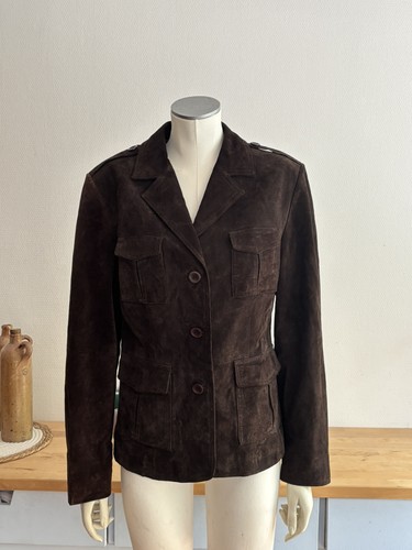 Veste cuir daim marron - veste, in