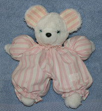TARTINE ET CHOCOLAT DOUDOU PELUCHE SOURIS VINTAGE BLANC ROSE RAYE