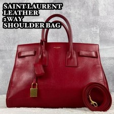 Yves Saint Laurent Sac de Jour Red 2Way Shoulder Bag 9.4 inch Authentic JAPAN