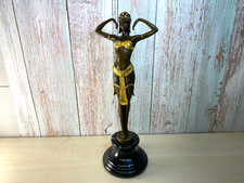 Sculpture Danseuse en bronze doré Art Déco d'après Demetre Chiparus