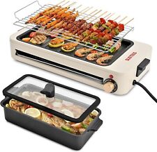 SUSTEAS Electric Indoor Grill with Hot Pot Smokeless 3 in 1 Non-Stick 1400W