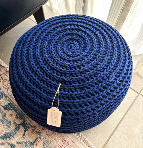 Blue round knitted handmade - round,