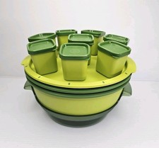 Tupperware Micro Gourmet Steamer 2 Tier Microwave Cooker + 8 Remakins Green NEW 