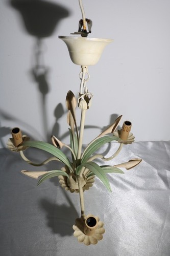 Vintage lustre métal fleurs - métal, 3