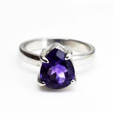 Bague délicate en argent sterling 925 améthyste naturelle de 4 g pour...